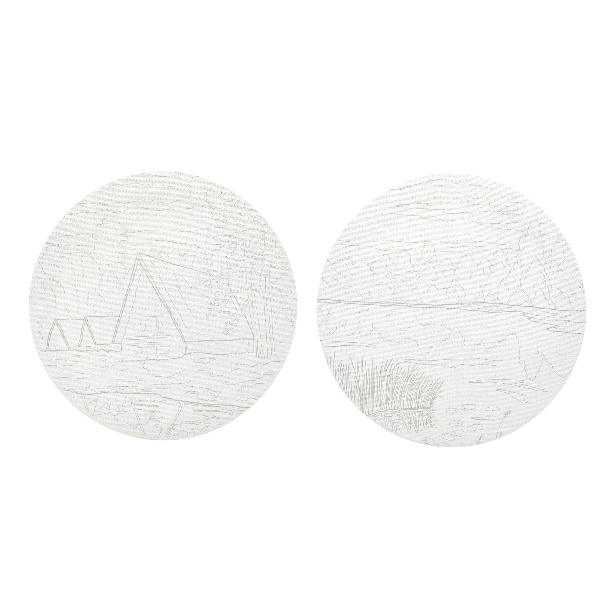 7" Lake & Cabin Round Canvas Painting Kit by Craft Smart®